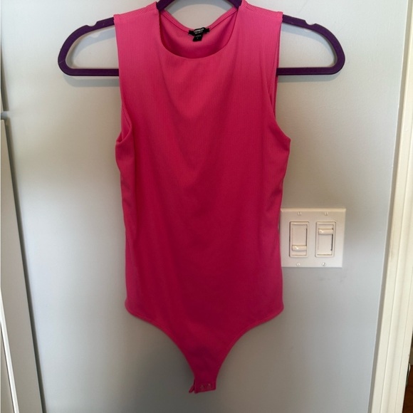 Express Tops - Express Hot Pink High Neck Bodysuit